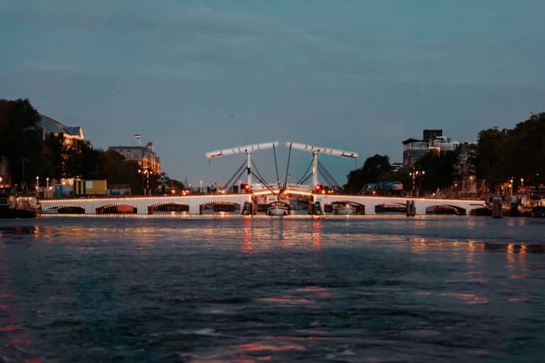 Skinny bridge in Amsterdam in the evening
