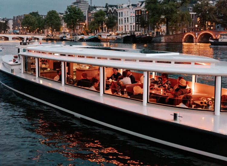 Elegant furnishings and spacious seating on the Stan Huygens luxury boat
