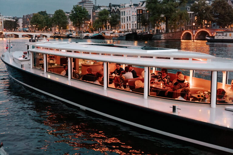 Elegant furnishings and spacious seating on the Stan Huygens luxury boat
