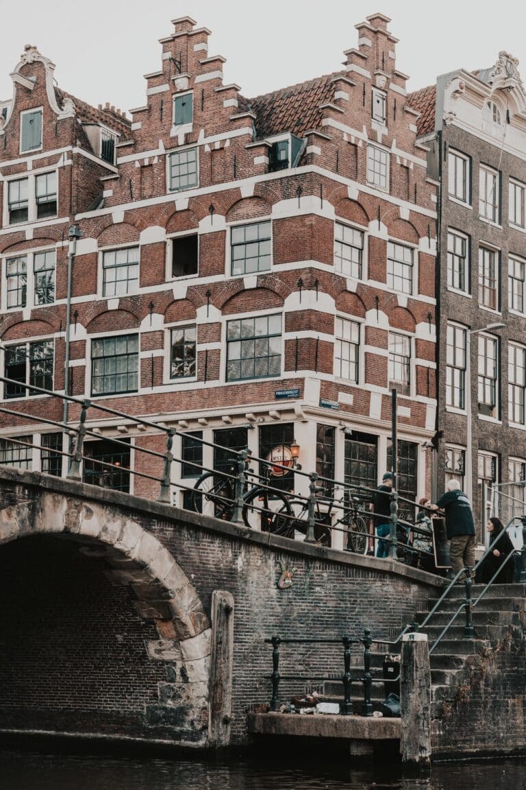 Typical amsterdam canal scenery at corner Brouwersgracht Prinsengracht